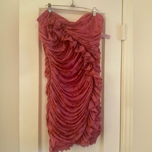 wild fable Strapless Pink Dress with Red Floral Print